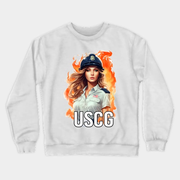 Girl US cost guard Crewneck Sweatshirt by wahyuart21